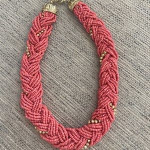 Vintage Braided Coral Statement Necklace